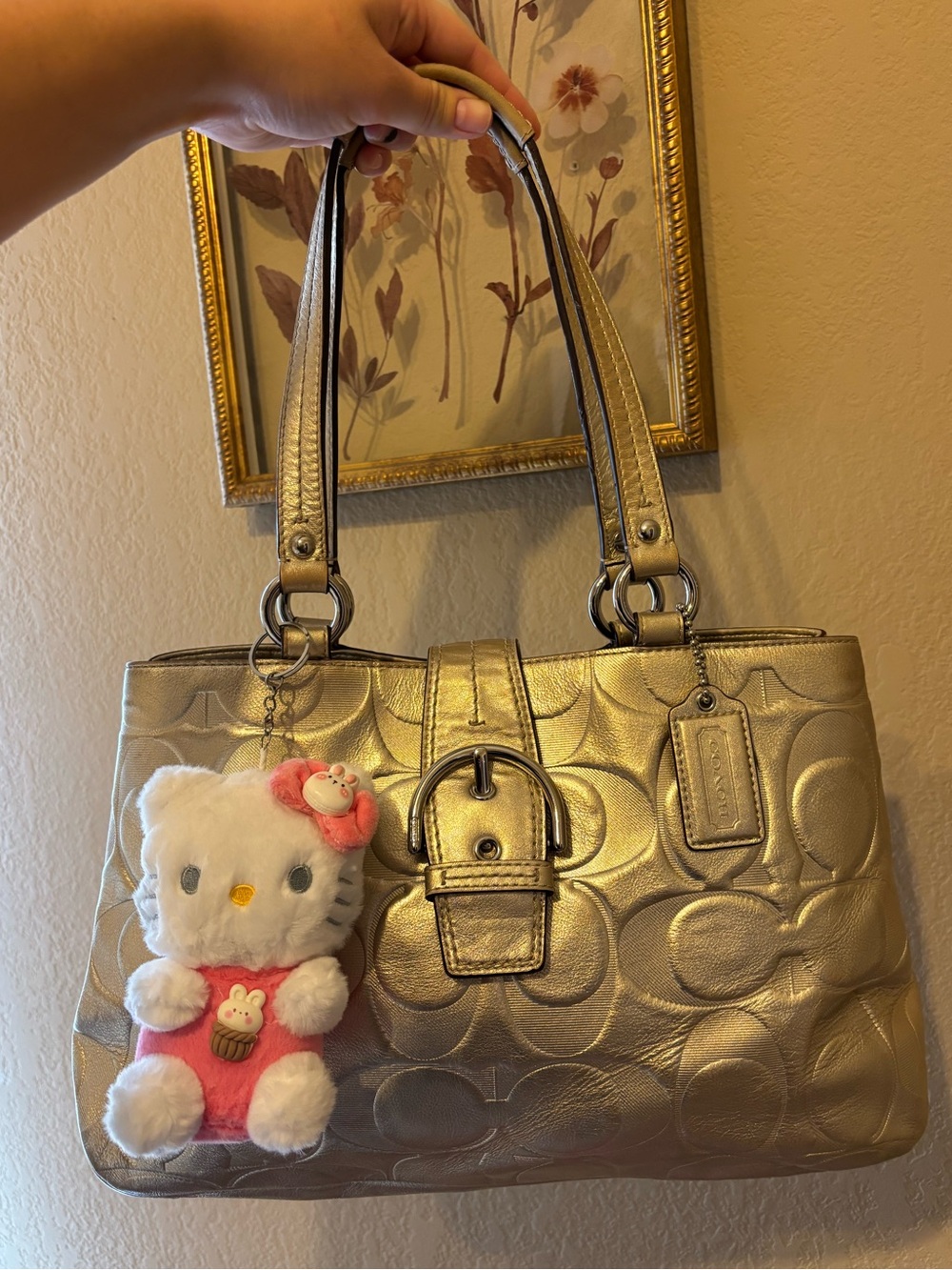 Coach Soho Signature Embossed Metallic Gold Leather Bag
